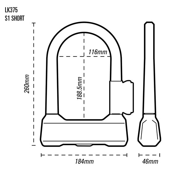 Oxford Grinder S1 Shackle Lock 260 mm - Driven Powersports