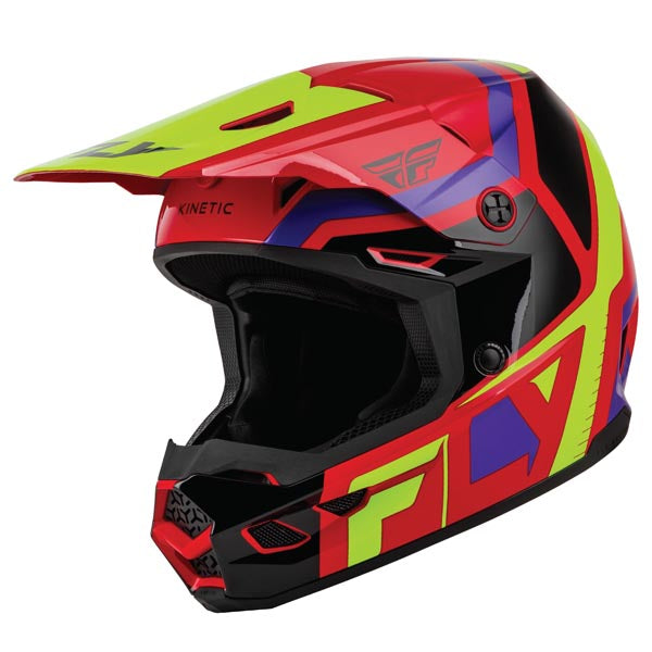 Fly Racing Kinetic Scrap Youth MX Helmet Red/High-Visibilty/Purple/Black Youth Large - Driven Powersports