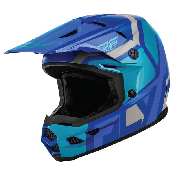 Fly Racing Kinetic Scrap Youth MX Helmet Blue/Light Blue/Grey Youth Large - Driven Powersports