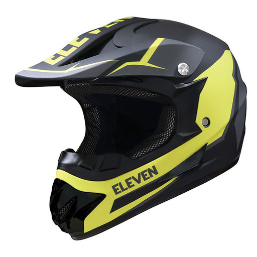 ELEVEN YOUTH RAID MX HELMET High-Visibility/Black Youth Small - Driven Powersports