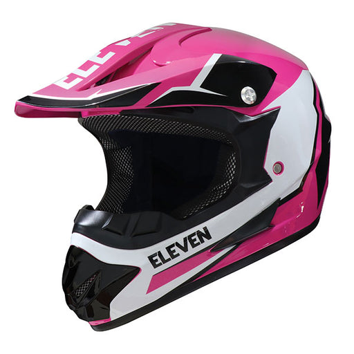 ELEVEN YOUTH RAID MX HELMET Pink/Black/White Youth Small - Driven Powersports