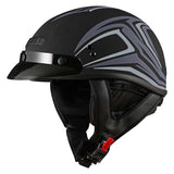 GMax HH35 Derk Full Dressed Half Helmet Black/Silver Medium - Driven Powersports