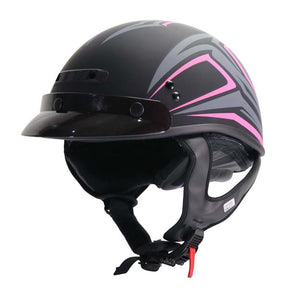 GMax HH35 Derk Full Dressed Half Helmet Black/Pink XS - Driven Powersports