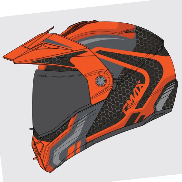 GMax MD74 Lancer Modular Full Face Snow Helmet Orange Large Double - Driven Powersports