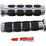 KURYAKYN ISO GRIPS W/CHROME TRIM RINGS 7/8" BAR PN 6180 Front - Driven Powersports