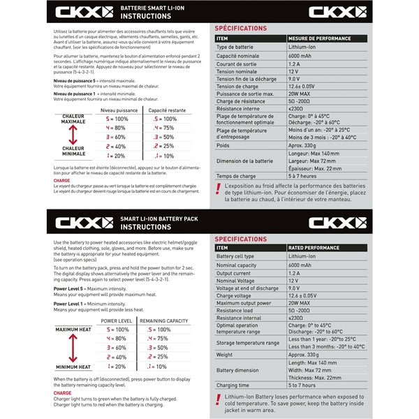 CKX Battery Pack 6000 mAh for Electric Goggles 15 V Black Kit - Driven Powersports