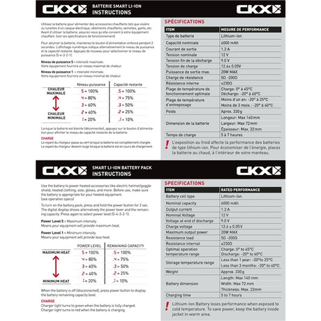 CKX Battery Pack 6000 mAh for Electric Goggles 15 V Black Kit - Driven Powersports