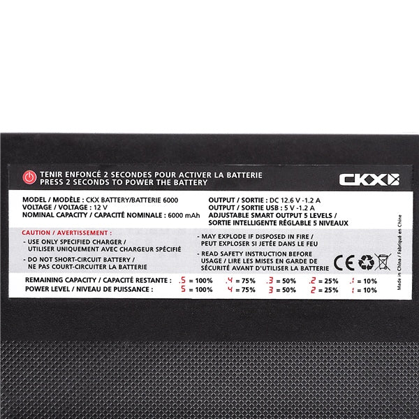 CKX Battery Pack 6000 mAh for Electric Goggles 15 V Black Kit - Driven Powersports