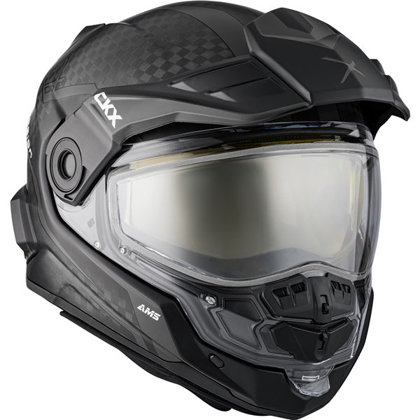 CKX Mission Free-Face Helmet - Carbon Fury Electric Carbon, Matte Gray 2XL Electric Double Shield - Driven Powersports