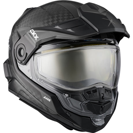 CKX Mission Free-Face Helmet - Carbon Fury Electric Carbon, Matte Gray 2XL Electric Double Shield - Driven Powersports