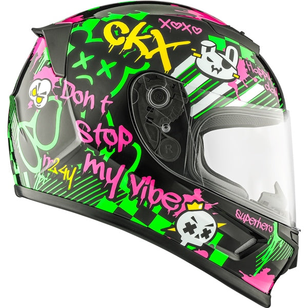 CKX RR24Y  Helmet Street Brite Green, Gloss purple S - Driven Powersports