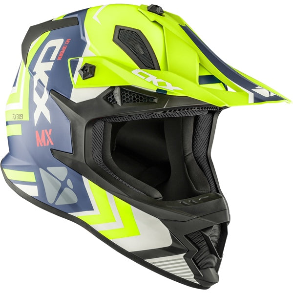 CKX TX319 Off-Road Helmet Arrow Blue, High-Visibility Yellow S - Driven Powersports