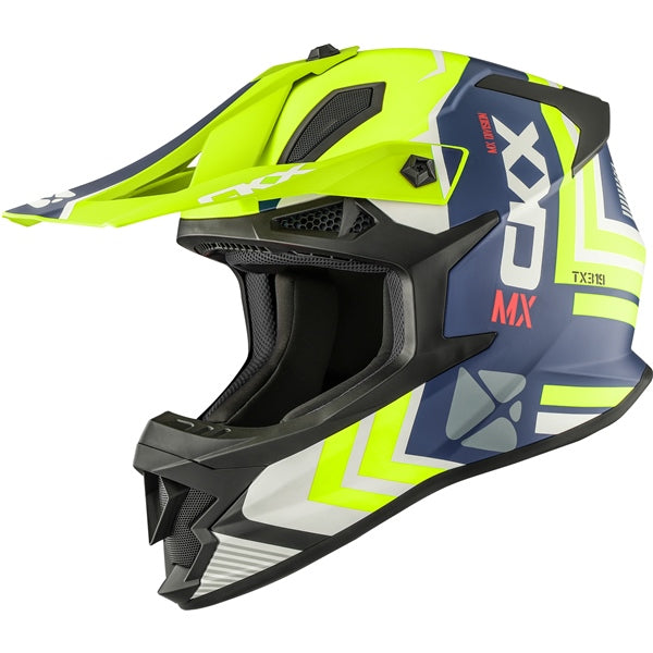 CKX TX319 Off-Road Helmet Arrow Blue, High-Visibility Yellow S - Driven Powersports
