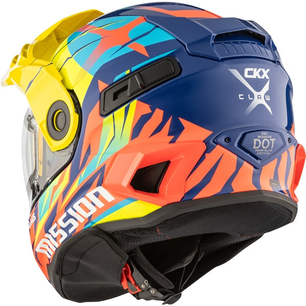 CKX Mission Free-Face Helmet Claw Double Blue/Red/Yellow XL - Driven Powersports