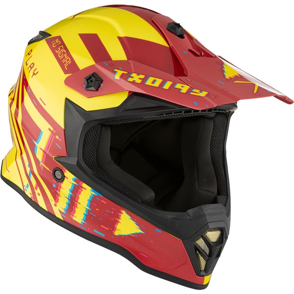 CKX TX019Y Off-Road Helmet Error Red/Yellow Matte S - Driven Powersports