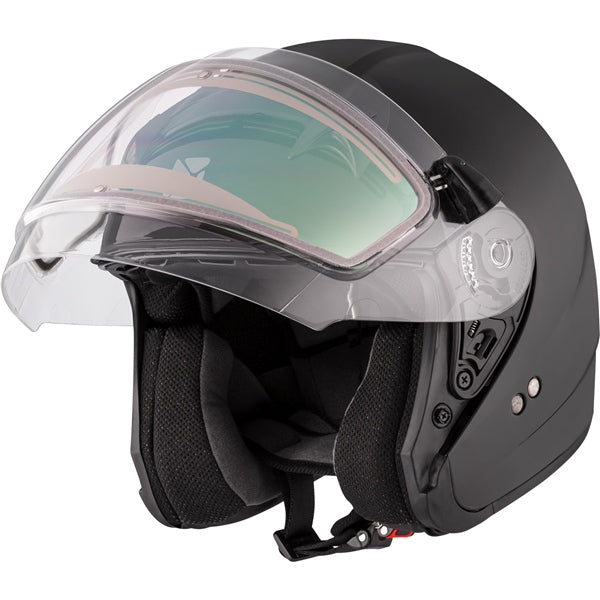 CKX VG977 Open-Face Helmet, Winter Solid Electric Matte Black XL Electric Double Shield - Driven Powersports