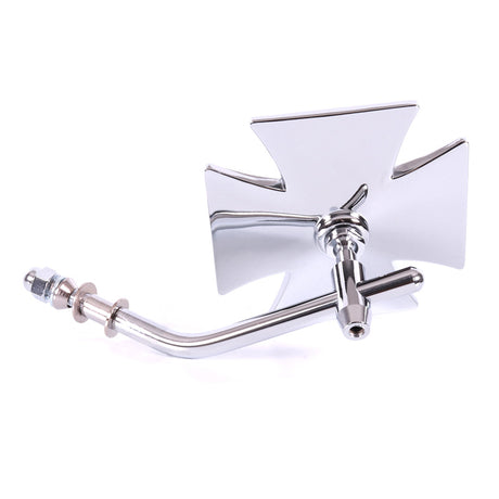 MALTESE CROSS DIE MIRROR Chrome - Driven Powersports
