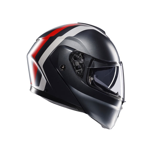 AGV HELM S-MODULAR RESIA Matte Gray/Silver/Red 2XL - Driven Powersports