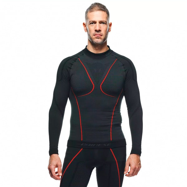 Dainese Thermo LS - Long Sleeve Base Layer for Men - Men Black/Red XS-S - Driven Powersports