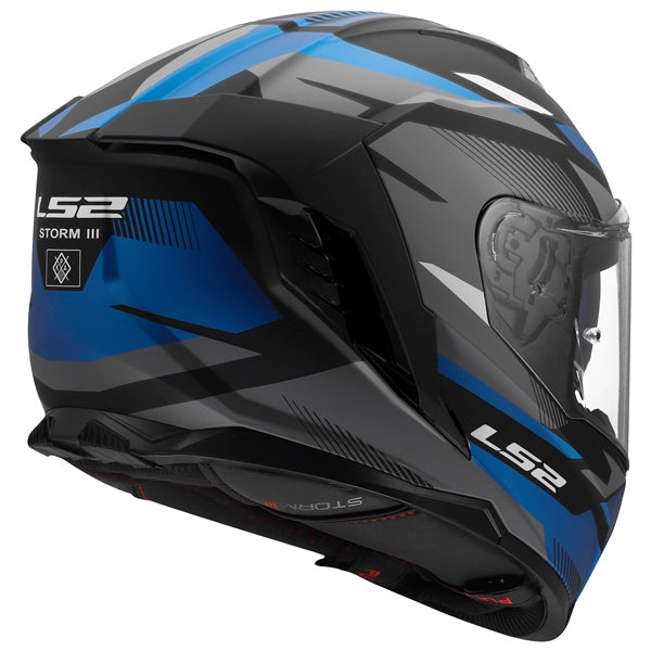 LS2 Storm III Full-Face Helmet Komai Matte Black/Blue XS - Driven Powersports