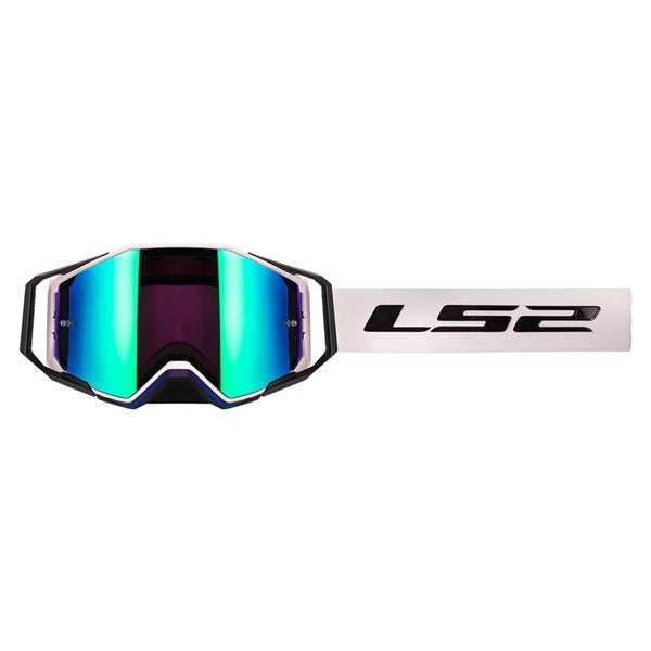 LS2 Netic Goggle White High-visibility Iridium Green - Driven Powersports