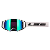 LS2 Netic Goggle White High-visibility Iridium Green - Driven Powersports