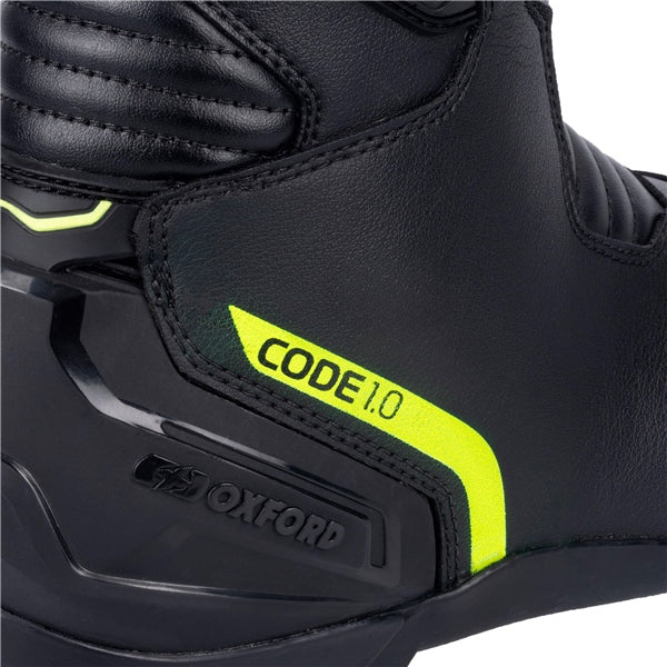 Oxford Code 1.0 Boots - Mid-calf 7.5 US / 40 EU Black/Fluorescent yellow - Driven Powersports