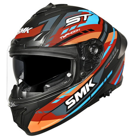 SMK HELMETS TYPHOON HELMET - SPORTS TOURER BLACK/ORANGE/BLUE (MATTE) (2XL) Black/Orange/Blue - Driven Powersports