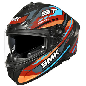 SMK HELMETS TYPHOON HELMET - SPORTS TOURER BLACK/ORANGE/BLUE (MATTE) (2XL) Black/Orange/Blue - Driven Powersports