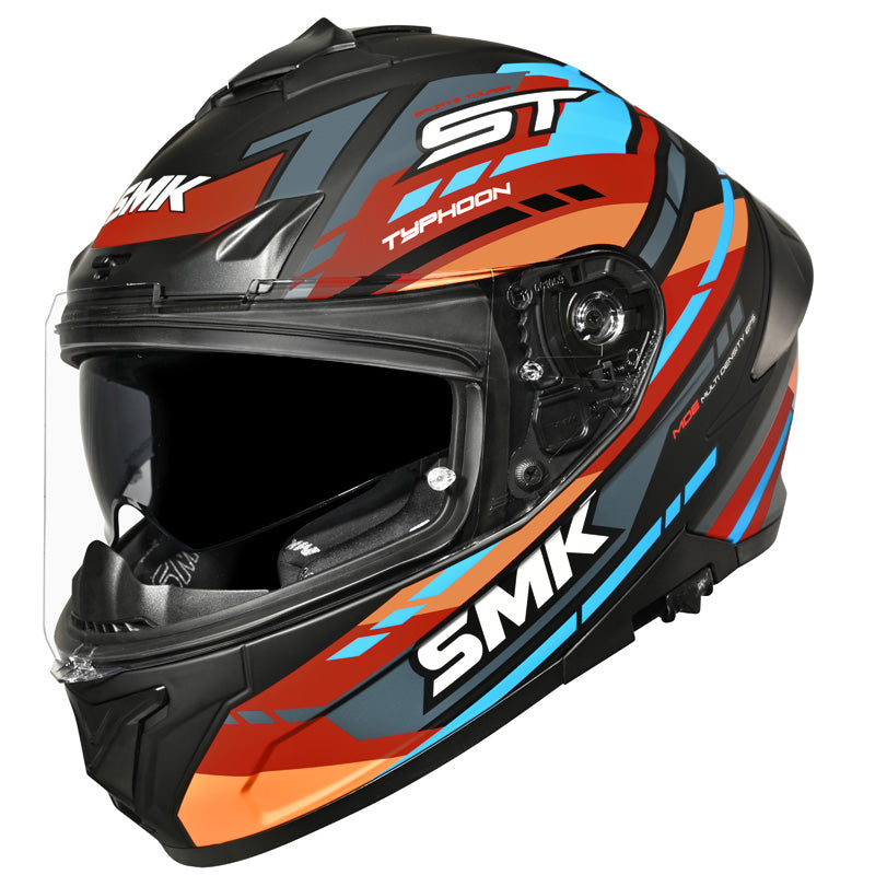 SMK HELMETS TYPHOON HELMET - SPORTS TOURER BLACK/ORANGE/BLUE (MATTE) (2XL) Black/Orange/Blue - Driven Powersports