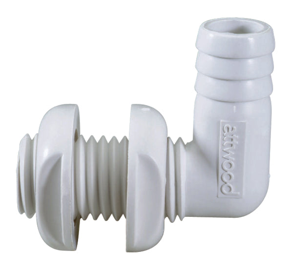Attwood 90º Thru-Hull Connector White - Driven Powersports