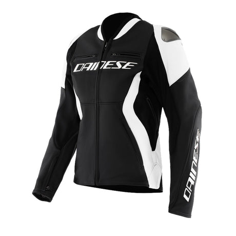 RACING 5 LADY LEATHER JACKET BLACK/WHITE 38 Black/White 38 - Driven Powersports