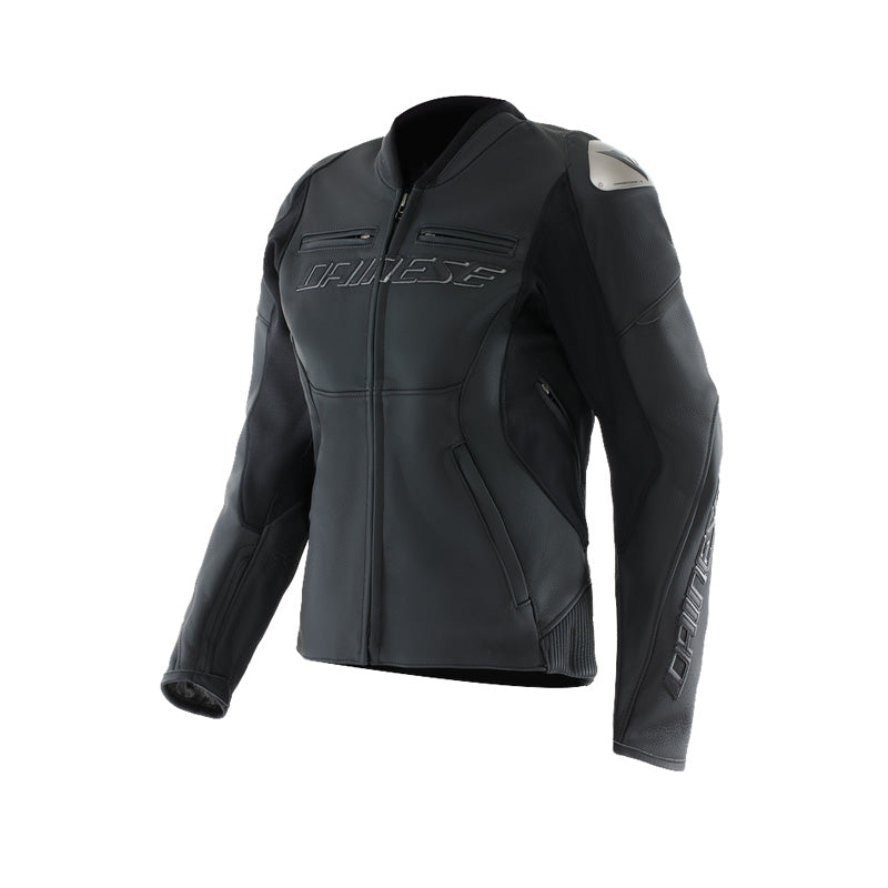 RACING 5 LADY LEATHER JACKET BLACK/WHITE 38 Black 40 - Driven Powersports