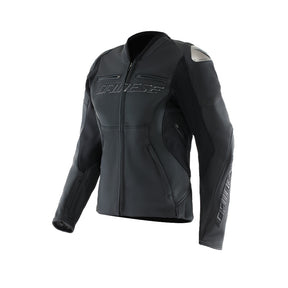 RACING 5 LADY LEATHER JACKET BLACK/WHITE 38 Black 40 - Driven Powersports