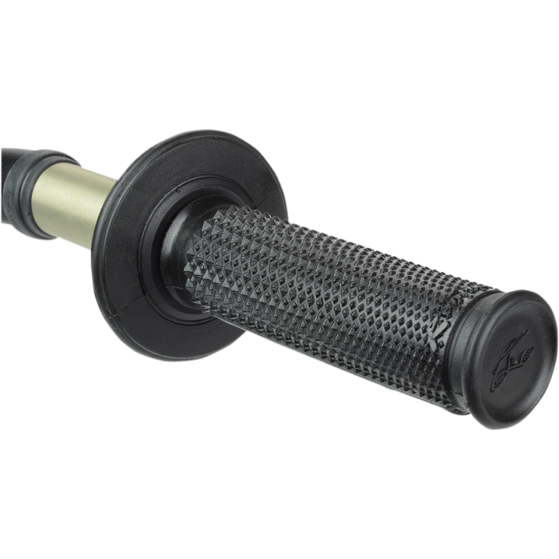 RENTHAL ULTRA TACKY HALF WAFFLE GRIPS DUAL COMPOUND TAPERED ON BK Black 3/4 Front - Driven Powersports