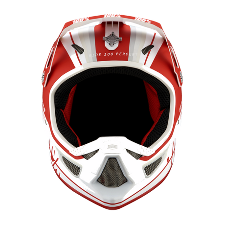 100% STATUS HELMET Topenga Red/White Front - Driven Powersports