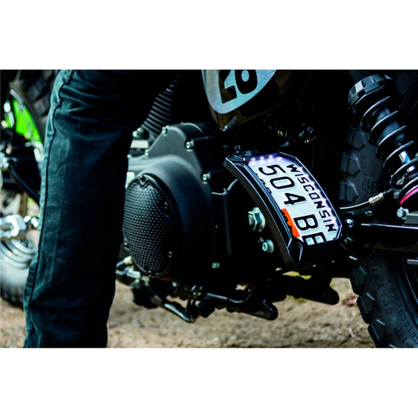 Kuryakyn Nova Curved Vertical Mount Side License Plate Holder Black - Driven Powersports
