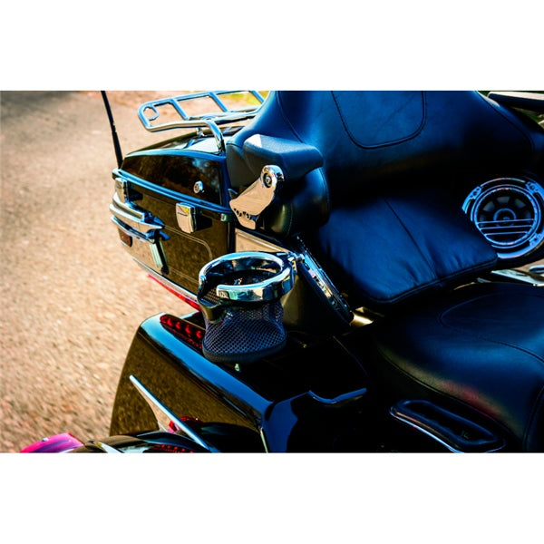Kuryakyn Passenger Drink Holder with Basket Charcoal - Driven Powersports