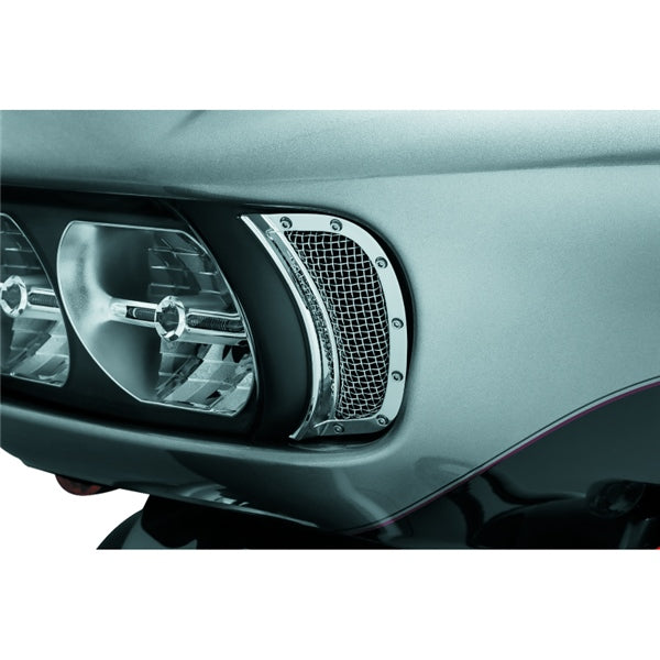 Kuryakyn Mesh Headlight Vent Accent For Harley-Davidson Chrome - Driven Powersports