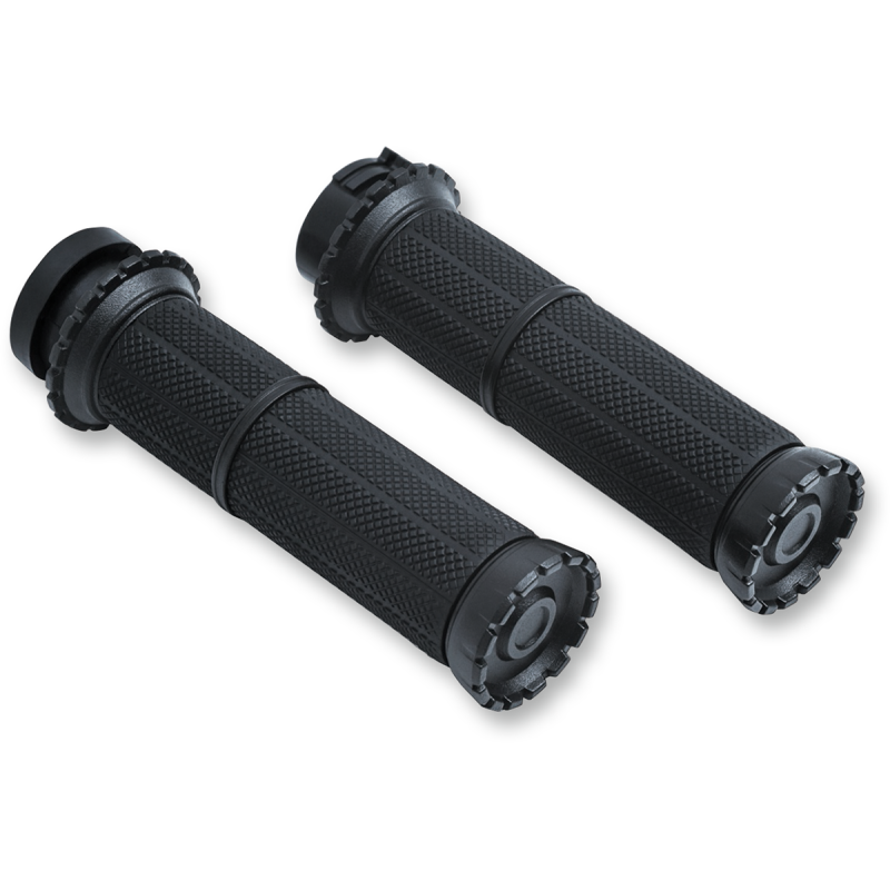 KURYAKYN RIOT GRIPS 82-19 CABLE THROTTLE, ST/ PN 3582 Black Front - Driven Powersports