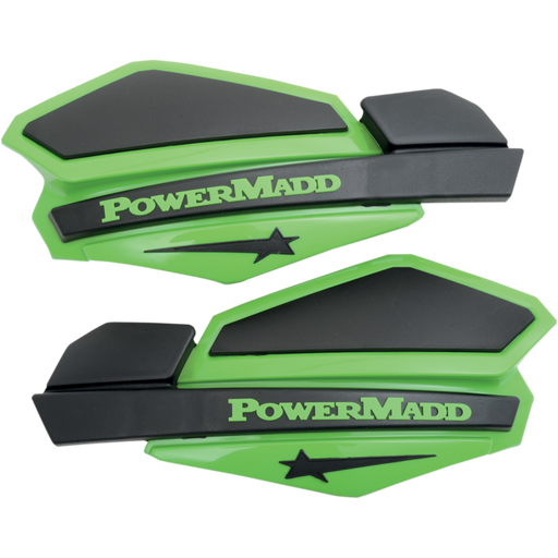 POWERMADD STAR SERIES HANDGUARDS Green/Black Front - Driven Powersports