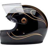 BILTWELL HELMET GRINGO S Black Flame Left Side - Driven Powersports