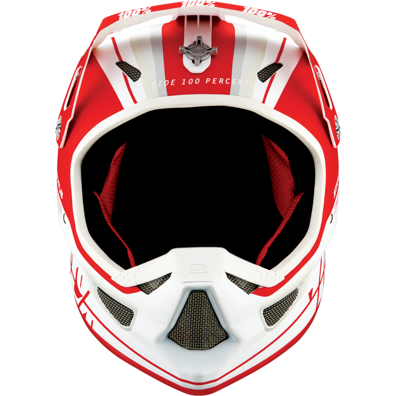 100% STATUS HELMET Topenga Red/White Front - Driven Powersports