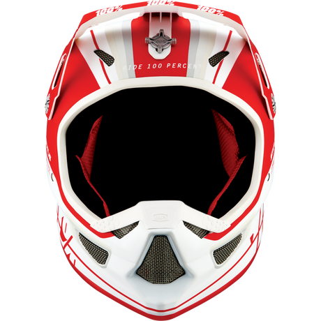 100% STATUS HELMET Topenga Red/White Front - Driven Powersports