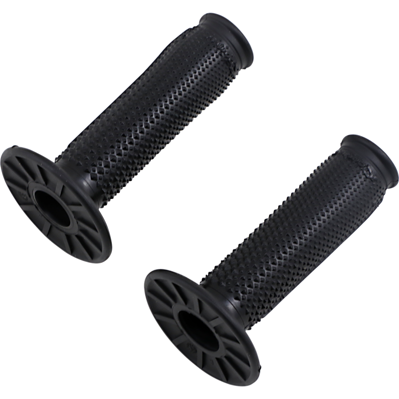 RENTHAL ULTRA TACKY HALF WAFFLE GRIPS DUAL COMPOUND TAPERED ON BK Black Front - Driven Powersports