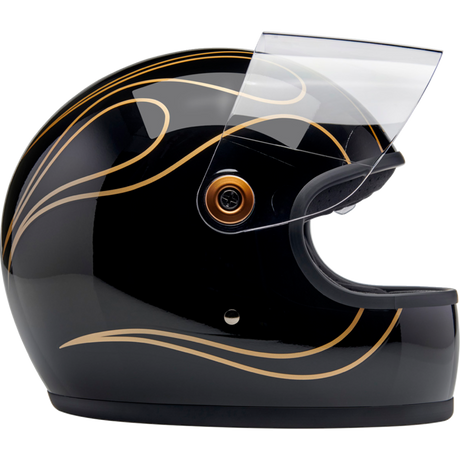BILTWELL HELMET GRINGO S Black Flame Right Side - Driven Powersports