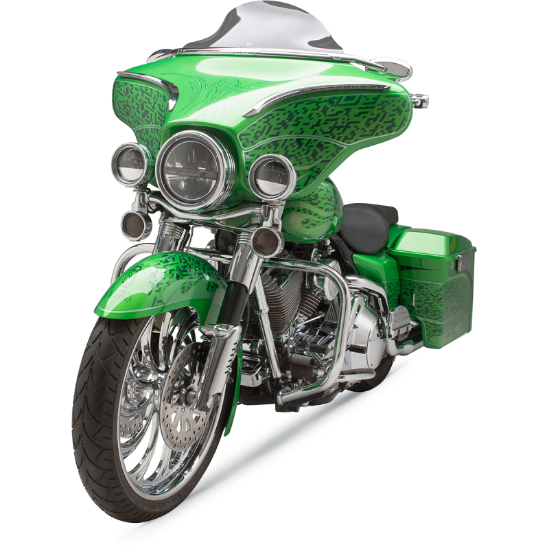 KLOCK WERKS 96-13 FLHT 6.5" FLARE W/SHIELD Dark Smoke Application Shot - Driven Powersports