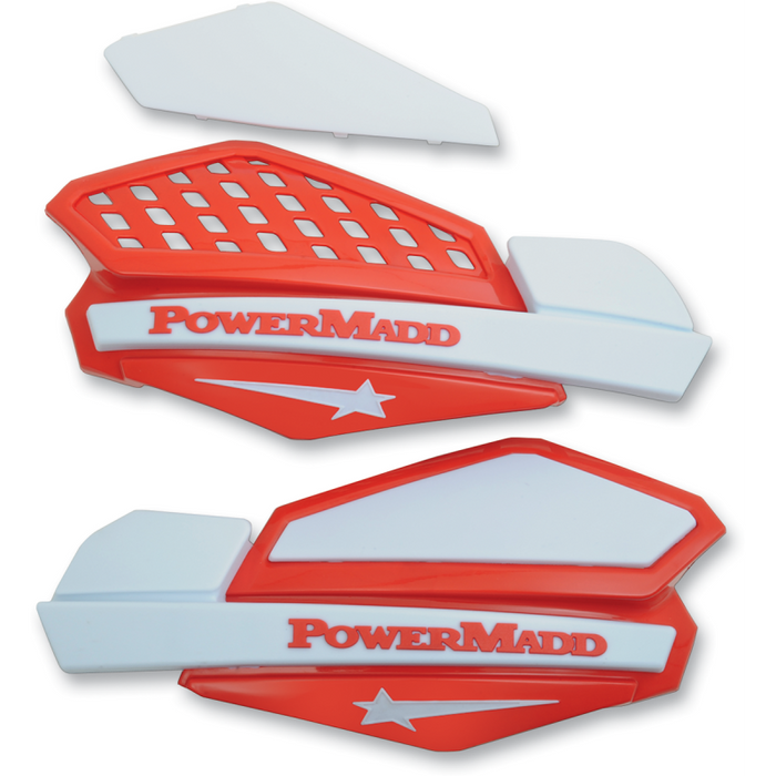 POWERMADD STAR SERIES HANDGUARDS Red/White Front - Driven Powersports