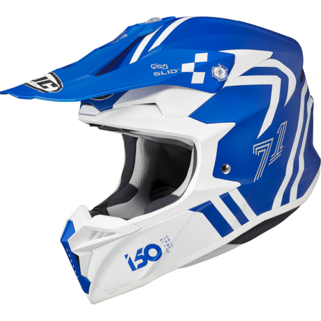 HJC i50 HEX Semi Flat Blue/White Front - Driven Powersports
