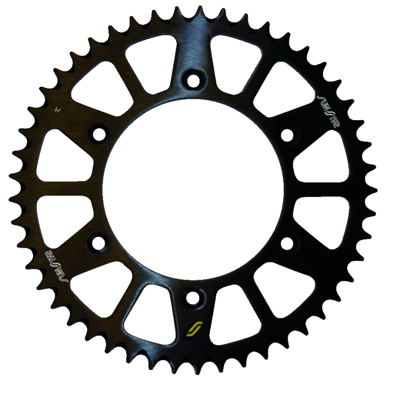 SUNSTAR SPROCKETS 520-48T ALUMINUM REAR SPROCKET Black Front - Driven Powersports